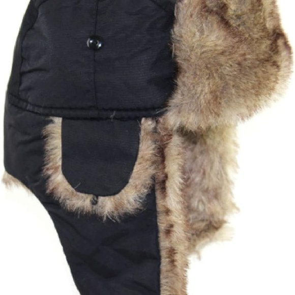 Winter Mens Ushanka Aviator Trapper Hat Russian Trooper Ear Flap Faux Fur Cap - Picture 2 of 2